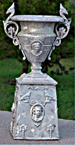 Large Cast Aluminum Urn on Pedestal